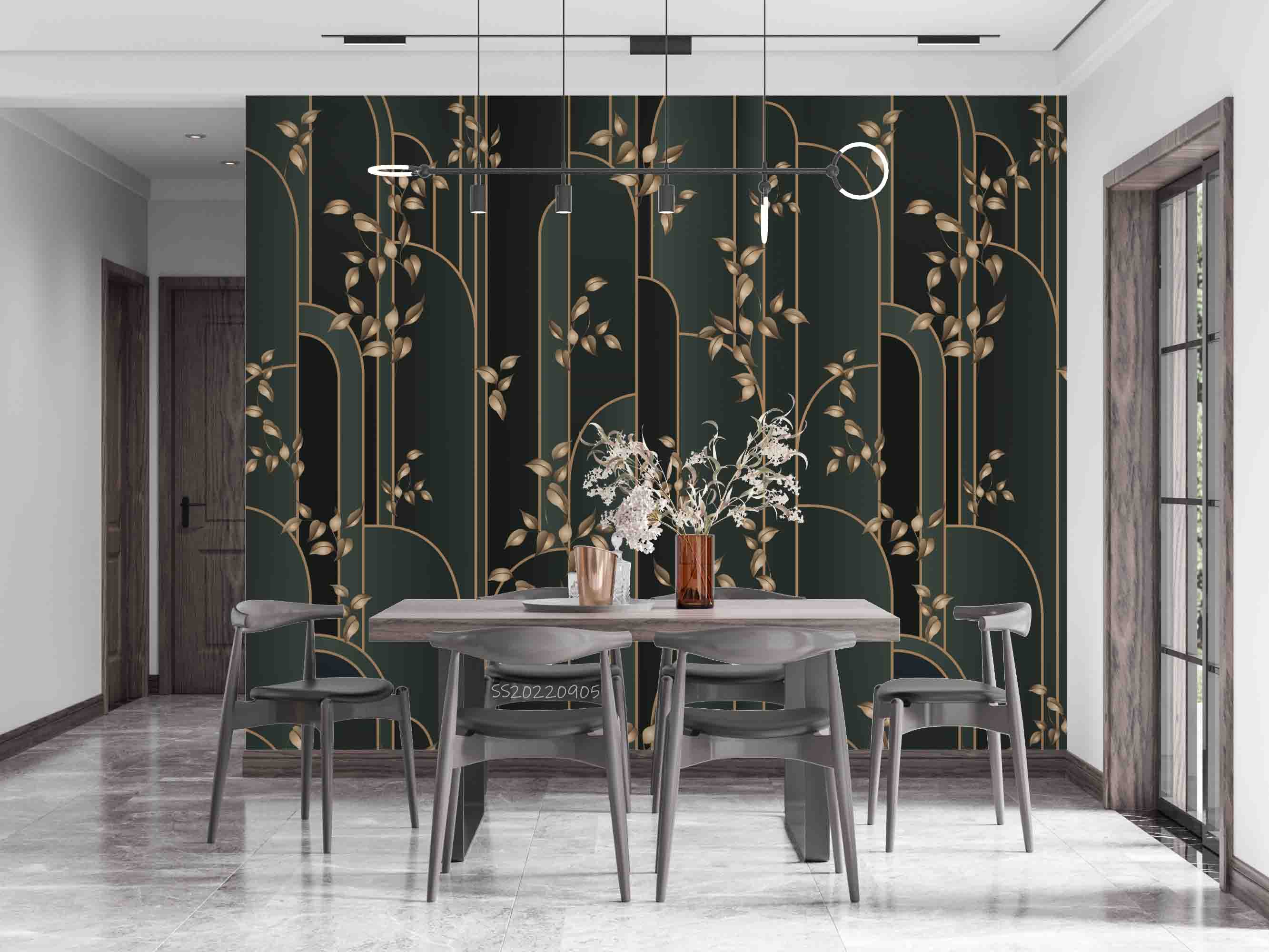 3D Modern Art Plaid Gold Leaf Wall Mural Wallpaper GD 2571- Jess Art Decoration