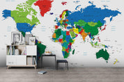 3D Colourful World Map Wall Mural Wallpaper WJ 2179- Jess Art Decoration