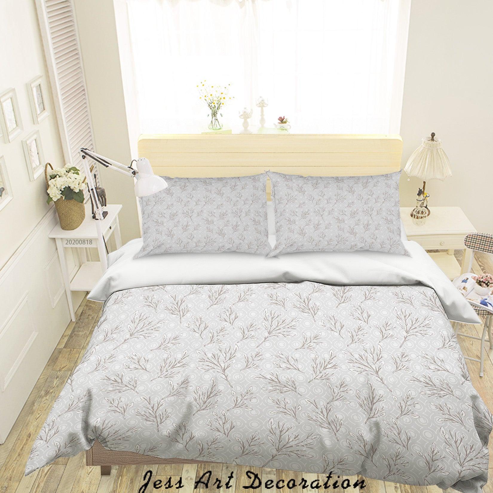 3D Vintage Plant Grey Quilt Cover Set Bedding Set Duvet Cover Pillowcases LXL- Jess Art Decoration