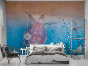 3D Hand-painted Fantasy Ocean Beach Turtle Wall Mural Wallpaper SWW1645- Jess Art Decoration