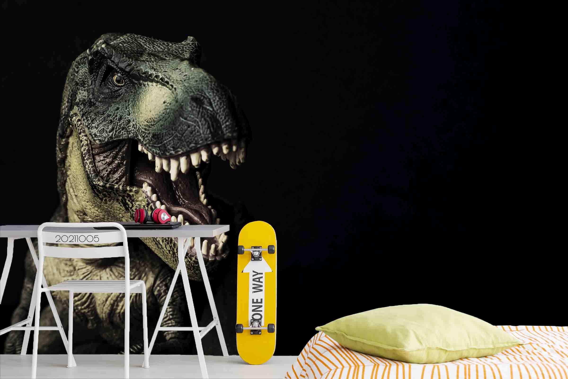 3D Animal Dinosaur Black Wall Mural Wallpaper LQH 613- Jess Art Decoration
