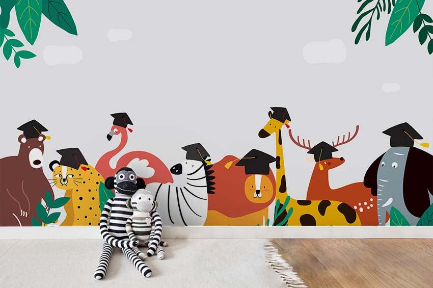 3D Cartoon Animal Wall Mural Wallpaper 135- Jess Art Decoration