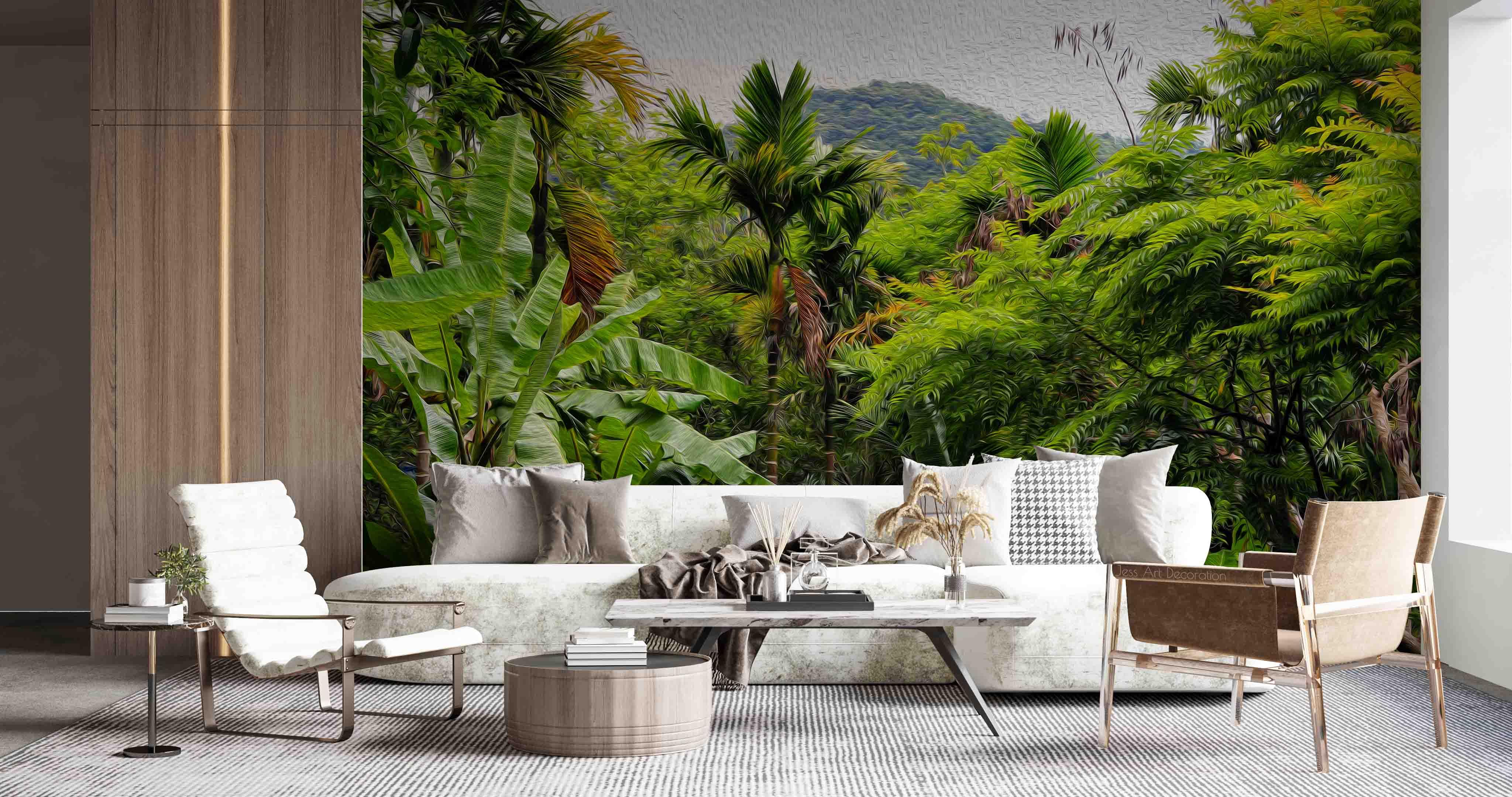 3D Tropical Forest Green Leaf Wall Mural Wallpaper GD 2656- Jess Art Decoration