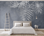 3D Modern Freehand Grey Leaves Wall Mural 252- Jess Art Decoration