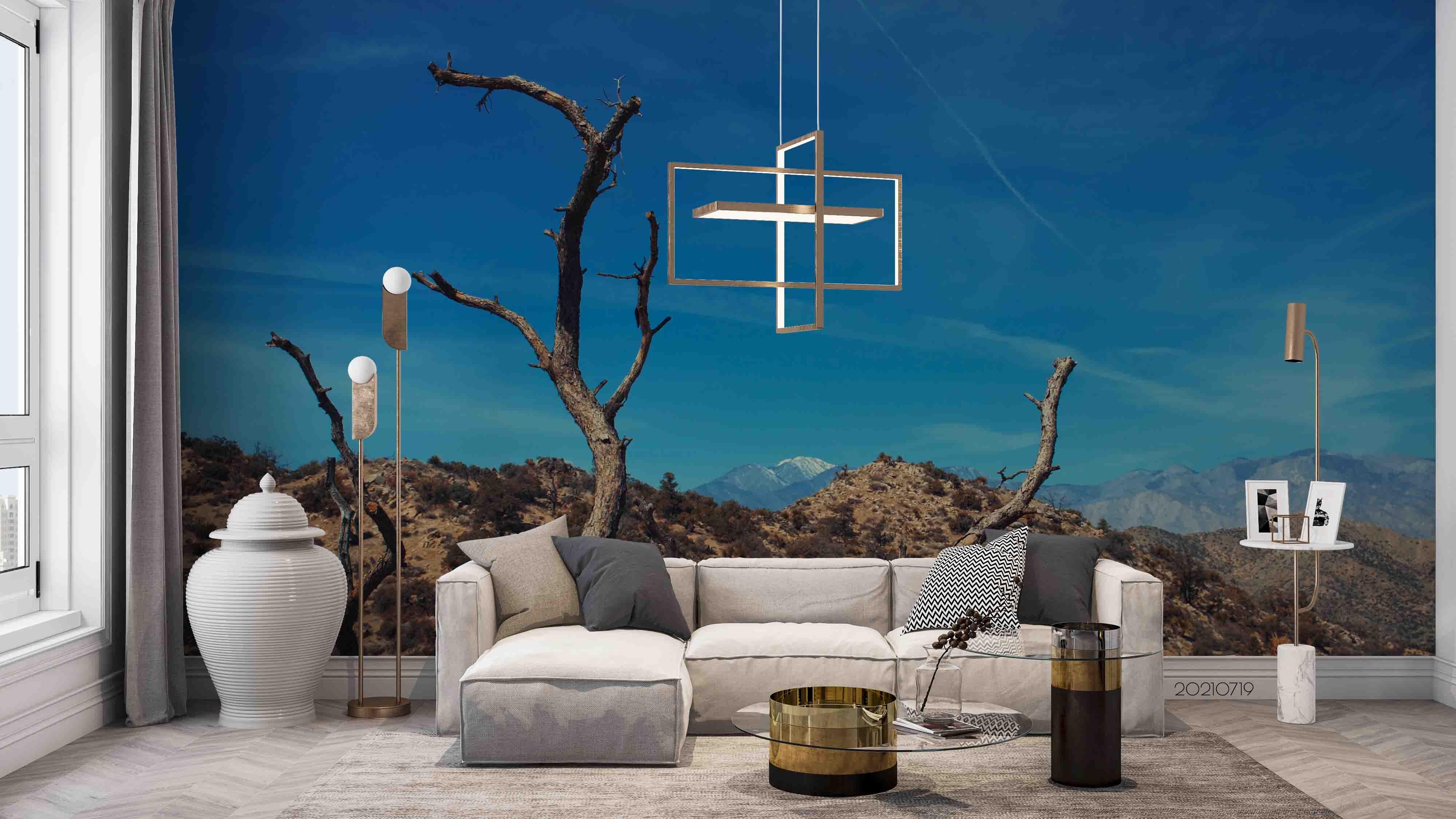 3D Withered Tree Mountain Sky Wall Mural Wallpaper SWW3000- Jess Art Decoration