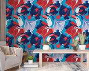 3D  Abstract Bird Pattern Blue Background Wall Mural Wallpaper GD 127- Jess Art Decoration