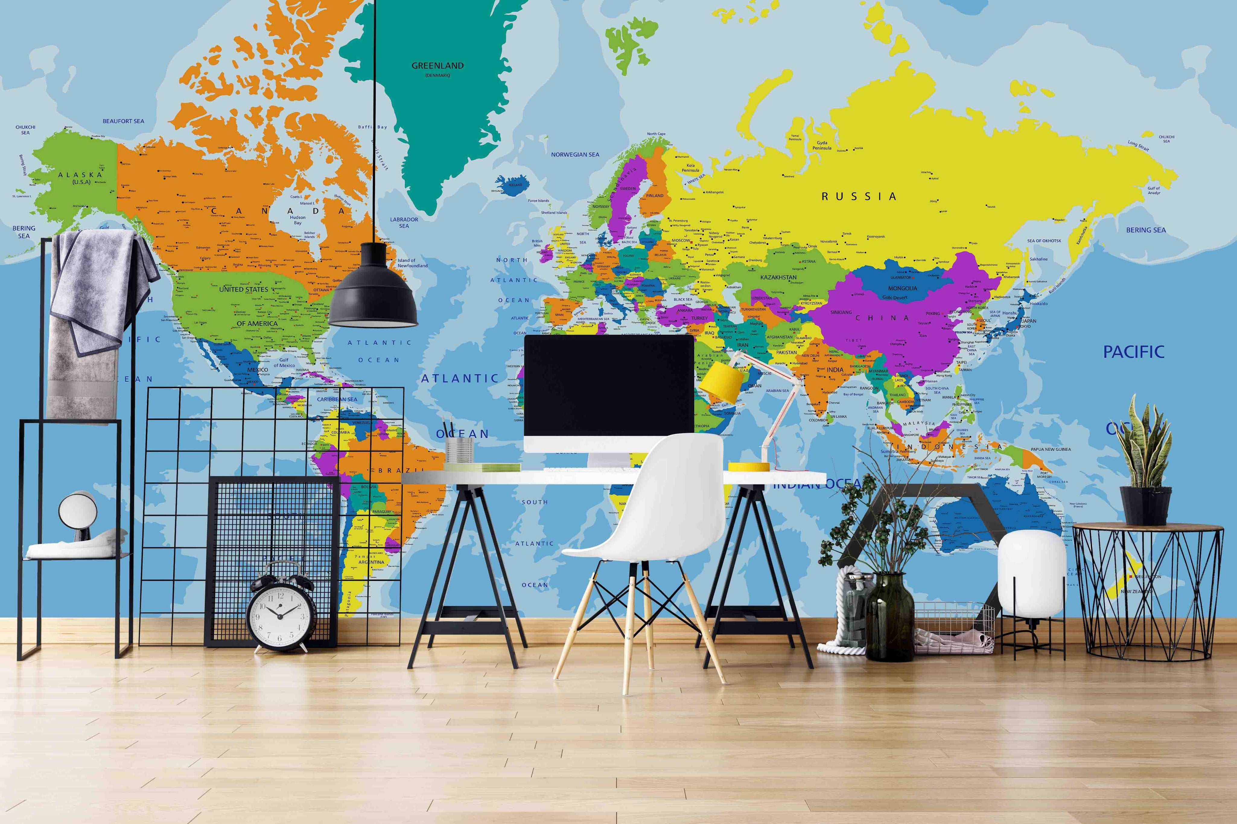 3D Color World Map Wall Mural Wallpaper 28- Jess Art Decoration