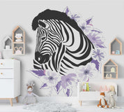 3D Zebra Purple Floral Wall Mural Wallpaper 41 LQH- Jess Art Decoration