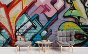 3D Kerbside Brick Wall Color Graffiti Art Wall Mural Wallpaper ZY D13- Jess Art Decoration