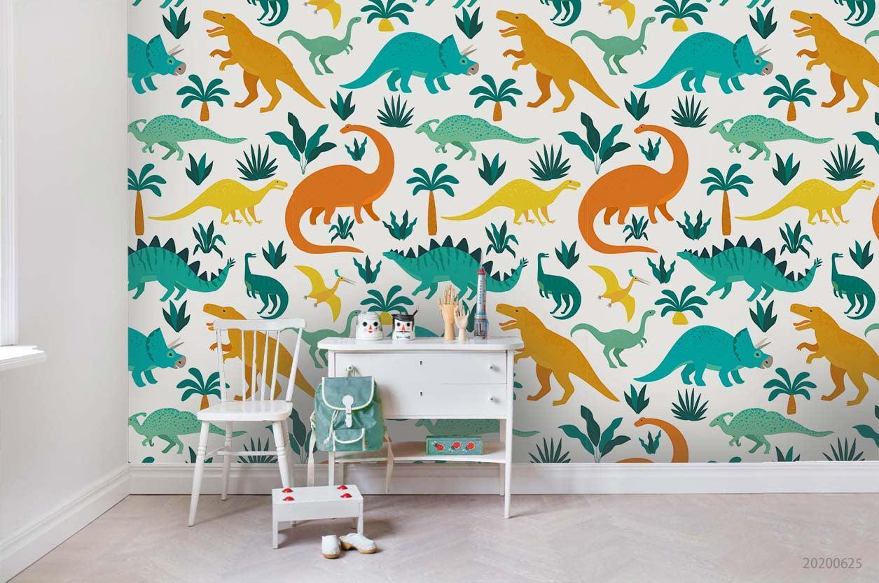 3D Hand Drawn Green Dinosaur Wall Mural Wallpaper A259 LQH- Jess Art Decoration