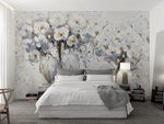 3D White Oil Painting Floral Wall Mural Removable 125- Jess Art Decoration