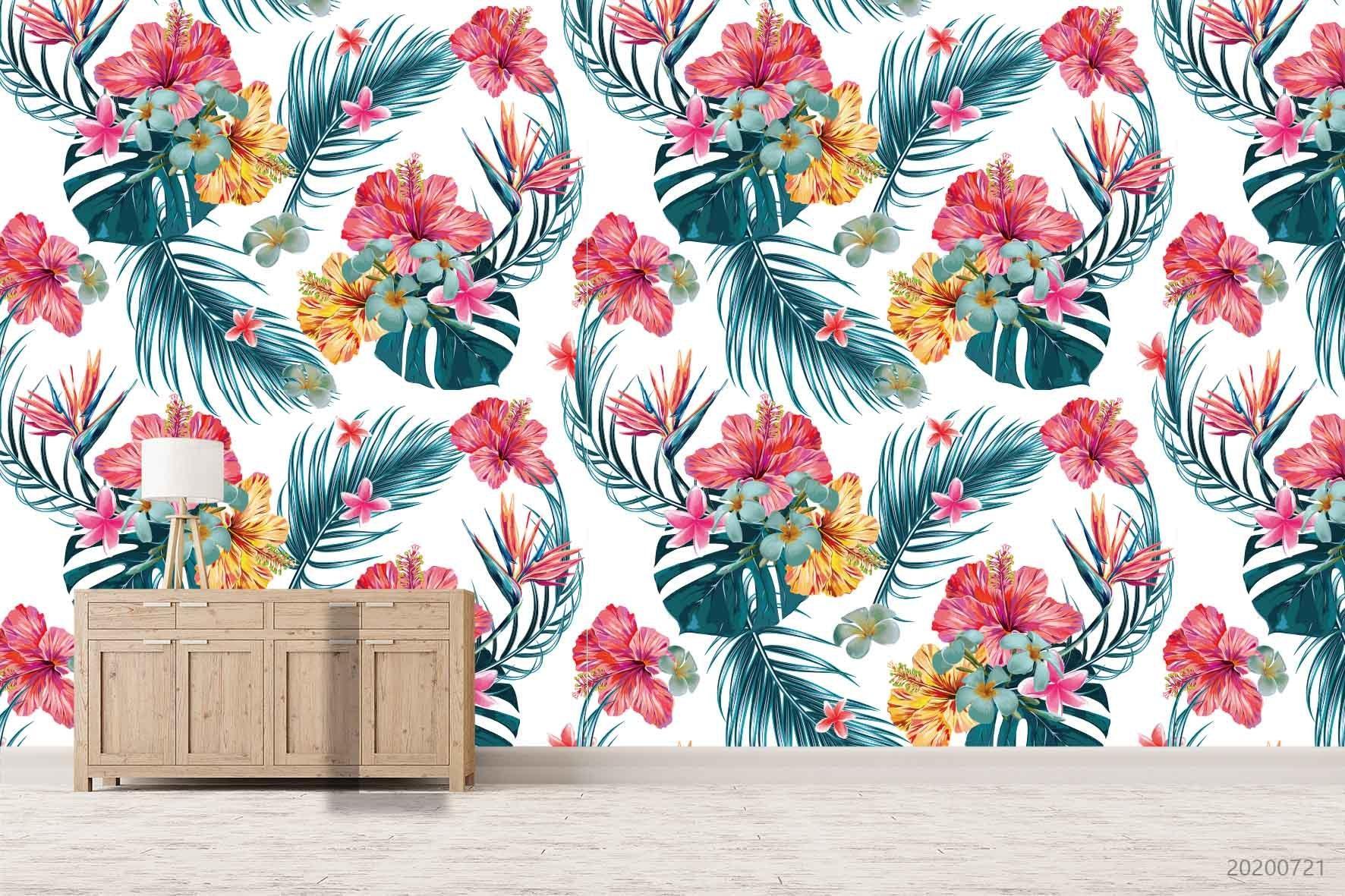 3D Giant Tropical Floral colourful tropical flower mural wall mural wallpaper for dining room - view 3