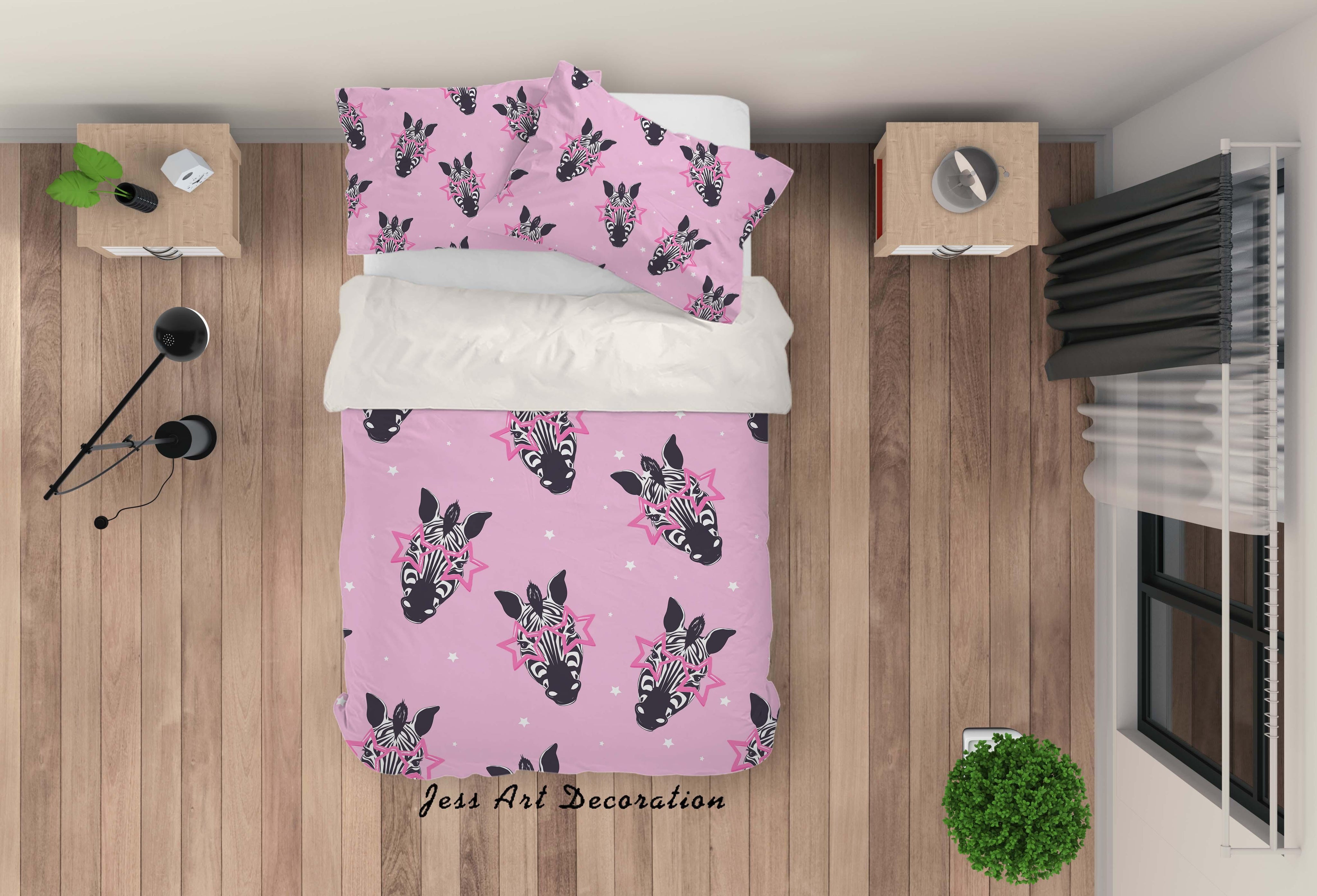 3D Zebra Pink Quilt Cover Set Bedding Set Pillowcases 91- Jess Art Decoration