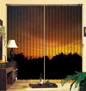 3D Woods Golden Sky Sunrise Scenery Curtains and Drapes GD 2187- Jess Art Decoration