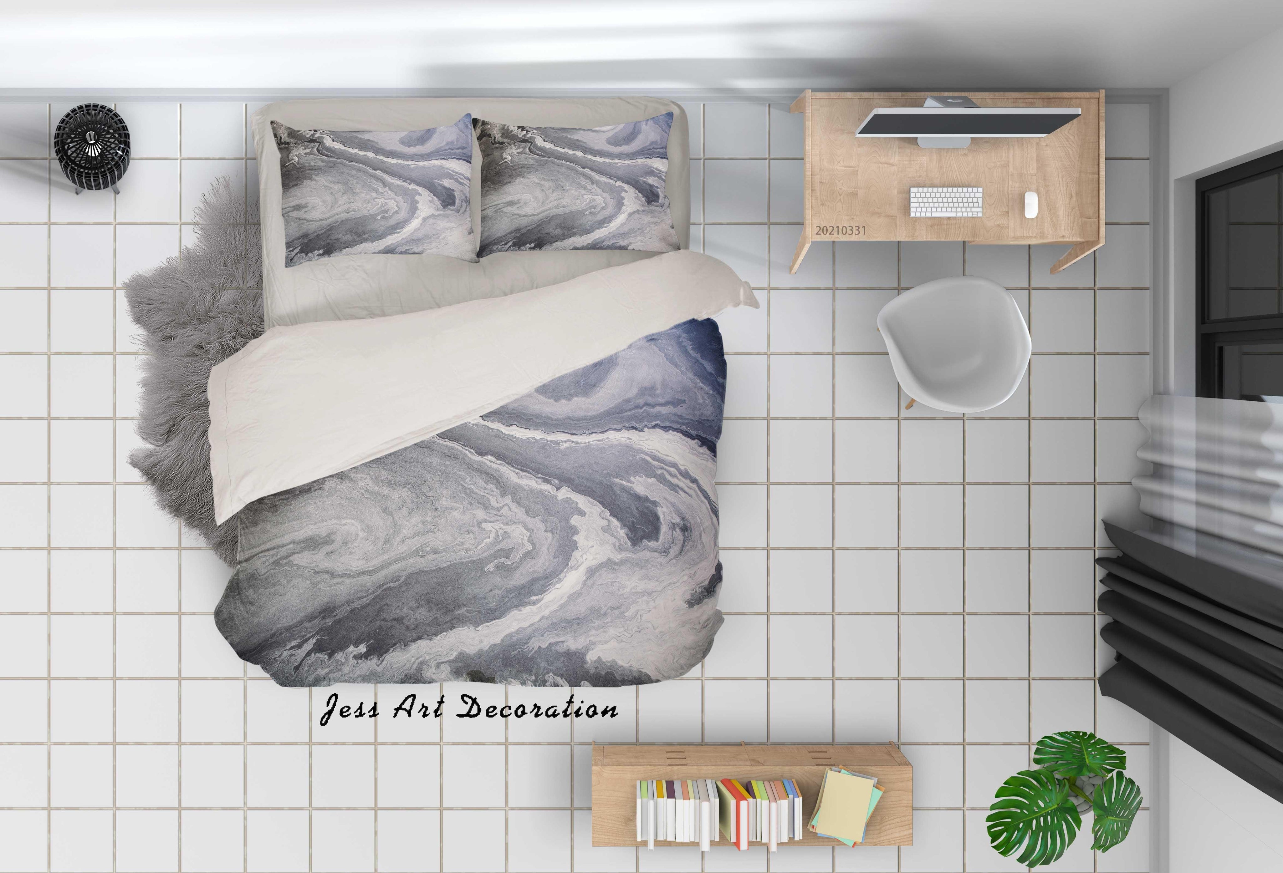 3D Abstract Grey Marble Quilt Cover Set Bedding Set Duvet Cover Pillowcases 247- Jess Art Decoration