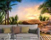 3D Sunset Tropical Plants Wall Mural Wallpaper 32- Jess Art Decoration