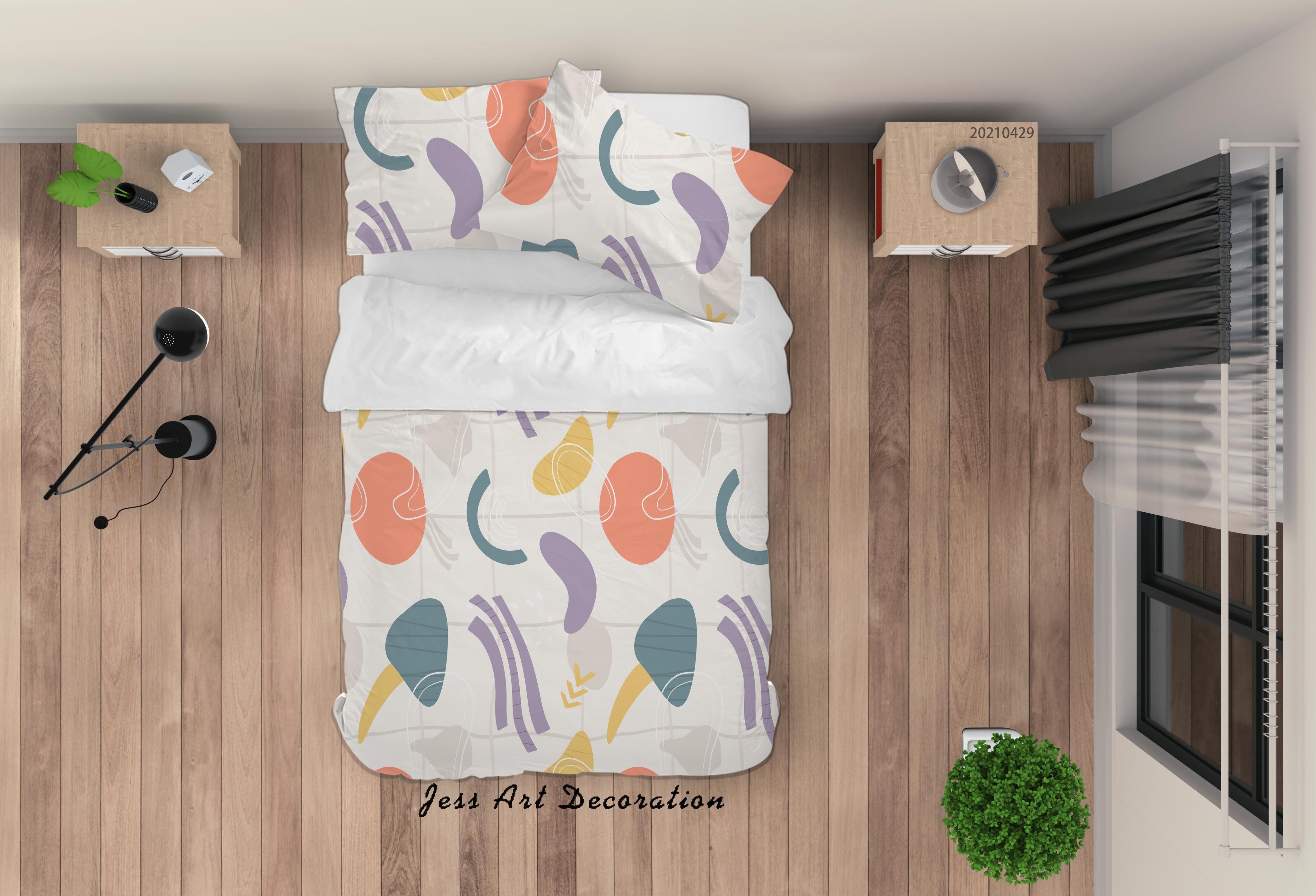 3D Abstract Color Geometry Quilt Cover Set Bedding Set Duvet Cover Pillowcases 28- Jess Art Decoration