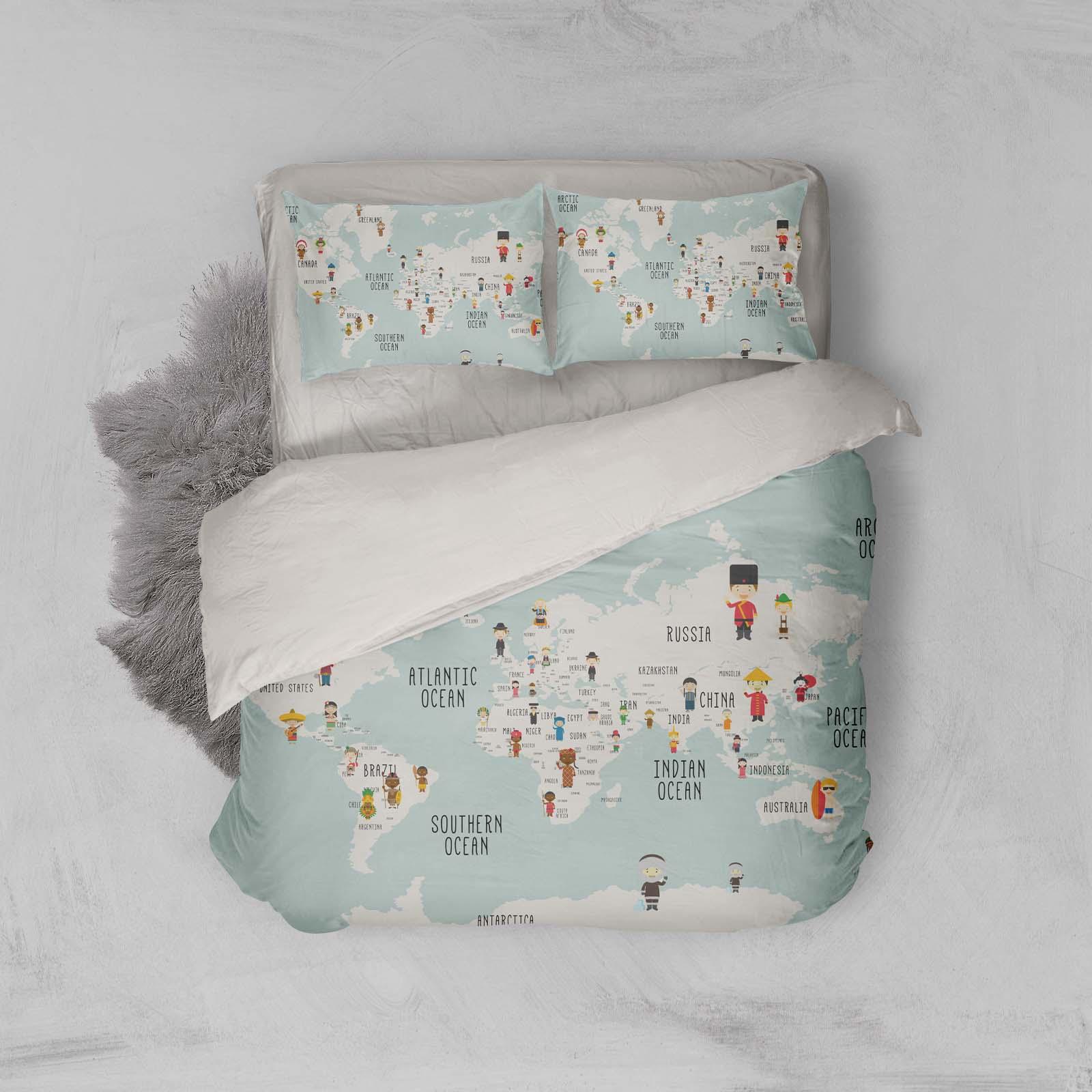 3D Green World Map National Figure Quilt Cover Set Bedding Set Pillowcases 34- Jess Art Decoration