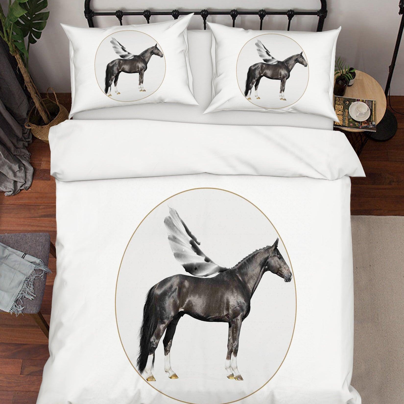 3D White Pegasus Horse Quilt Cover Set Bedding Set Pillowcases 120- Jess Art Decoration