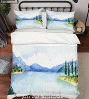 3D Cartoon Mountain Lake Quilt Cover Set Bedding Set Pillowcases 14- Jess Art Decoration