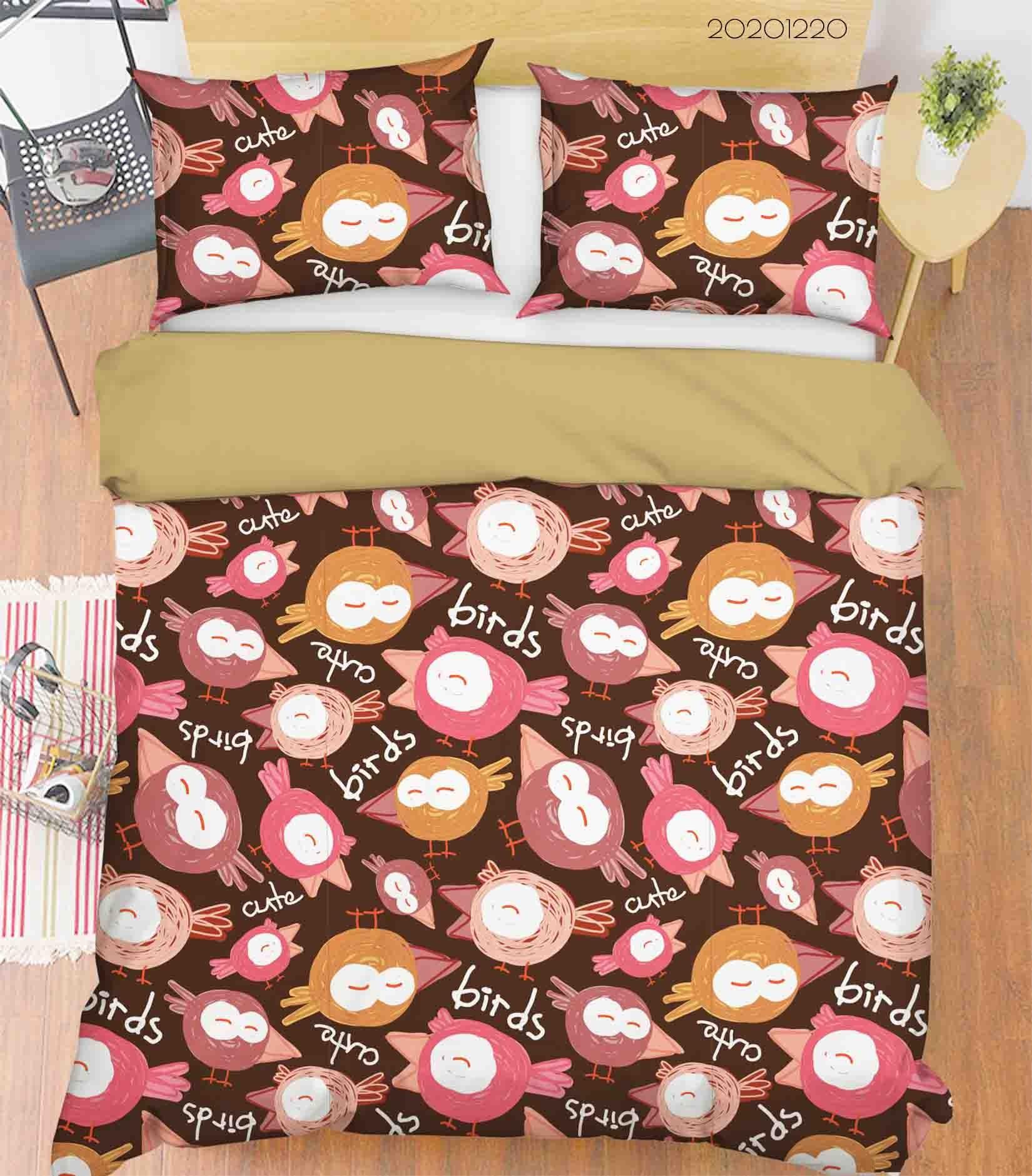 3D Hand Drawn Animal Bird Quilt Cover Set Bedding Set Duvet Cover Pillowcases 77- Jess Art Decoration