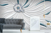 3D Embossed White Floral Wall Mural Wallpaper LQH 359- Jess Art Decoration