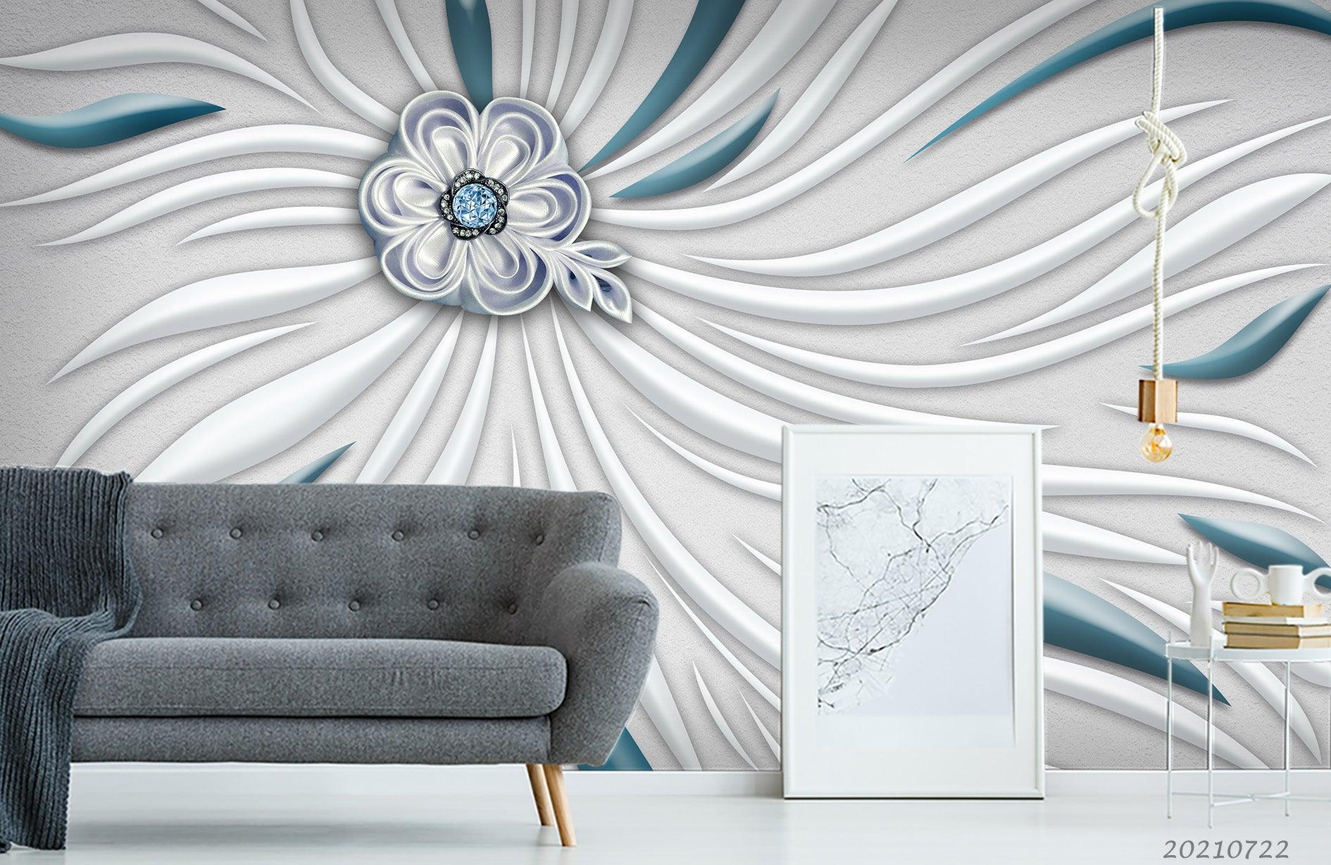 3D Embossed White Floral Wall Mural Wallpaper LQH 359- Jess Art Decoration