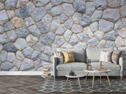 3D Cobblestone Rock Texture rounded cobblestone texture wall mural wallpaper for dining room - view 2