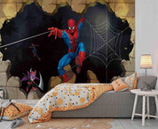 3D Spider Web Superhero spider web superhero mural wall mural wallpaper for kids room - view 2