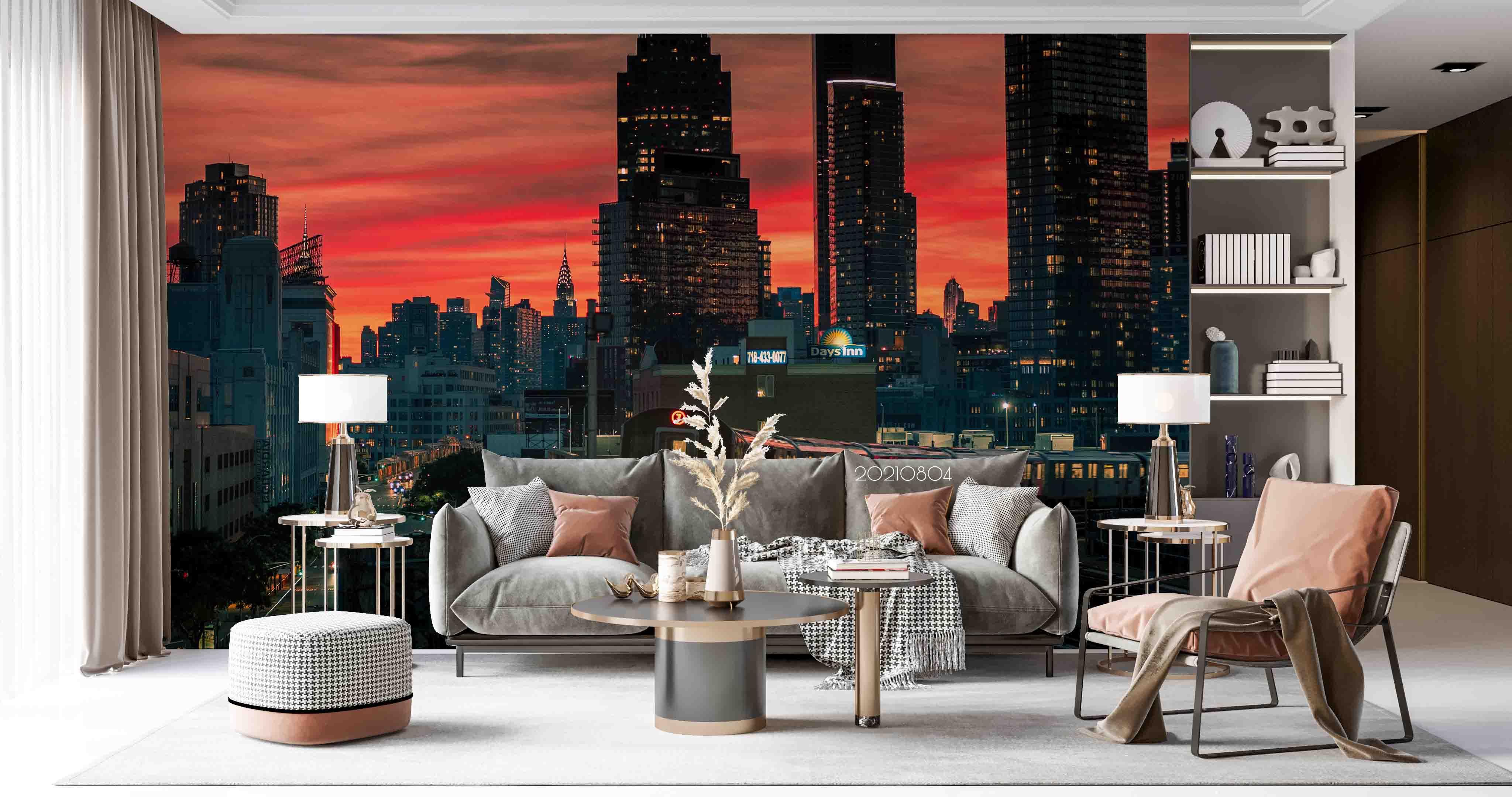 3D Dusk Sunset Glow City Landscape Wall Mural Wallpaper SWW4986- Jess Art Decoration