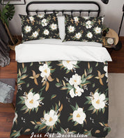 3D White Flowers Quilt Cover Set Bedding Set Pillowcases 128- Jess Art Decoration