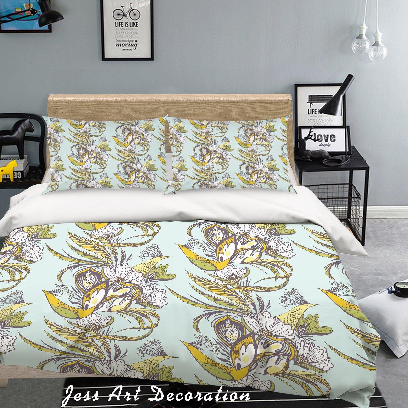 3D White Flowers Quilt Cover Set Bedding Set Pillowcases 50- Jess Art Decoration