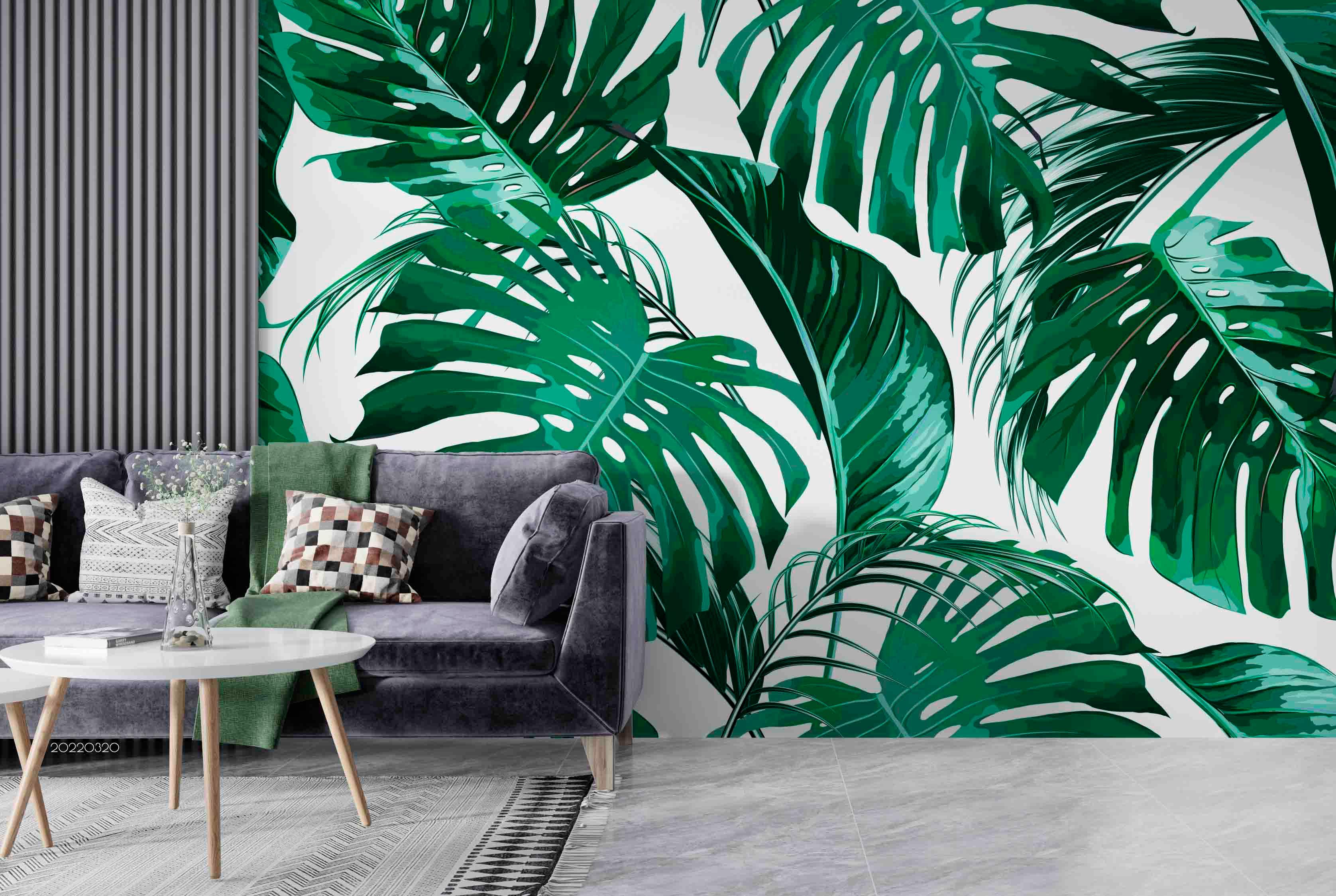 3D Tropical Plant Green Leaf Wall Mural Wallpaper GD 3686- Jess Art Decoration