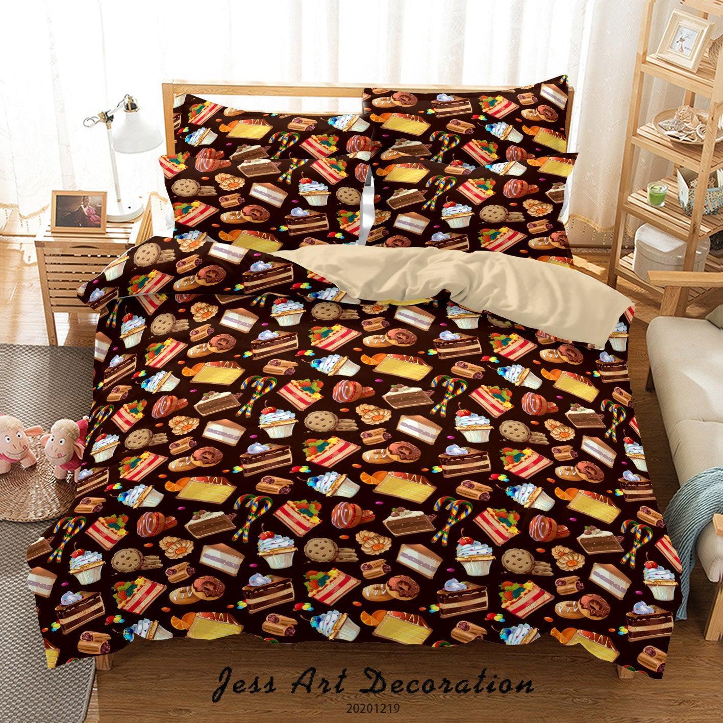 3D Hand Drawn Cake Dessert Quilt Cover Set Bedding Set Duvet Cover Pillowcases 16- Jess Art Decoration