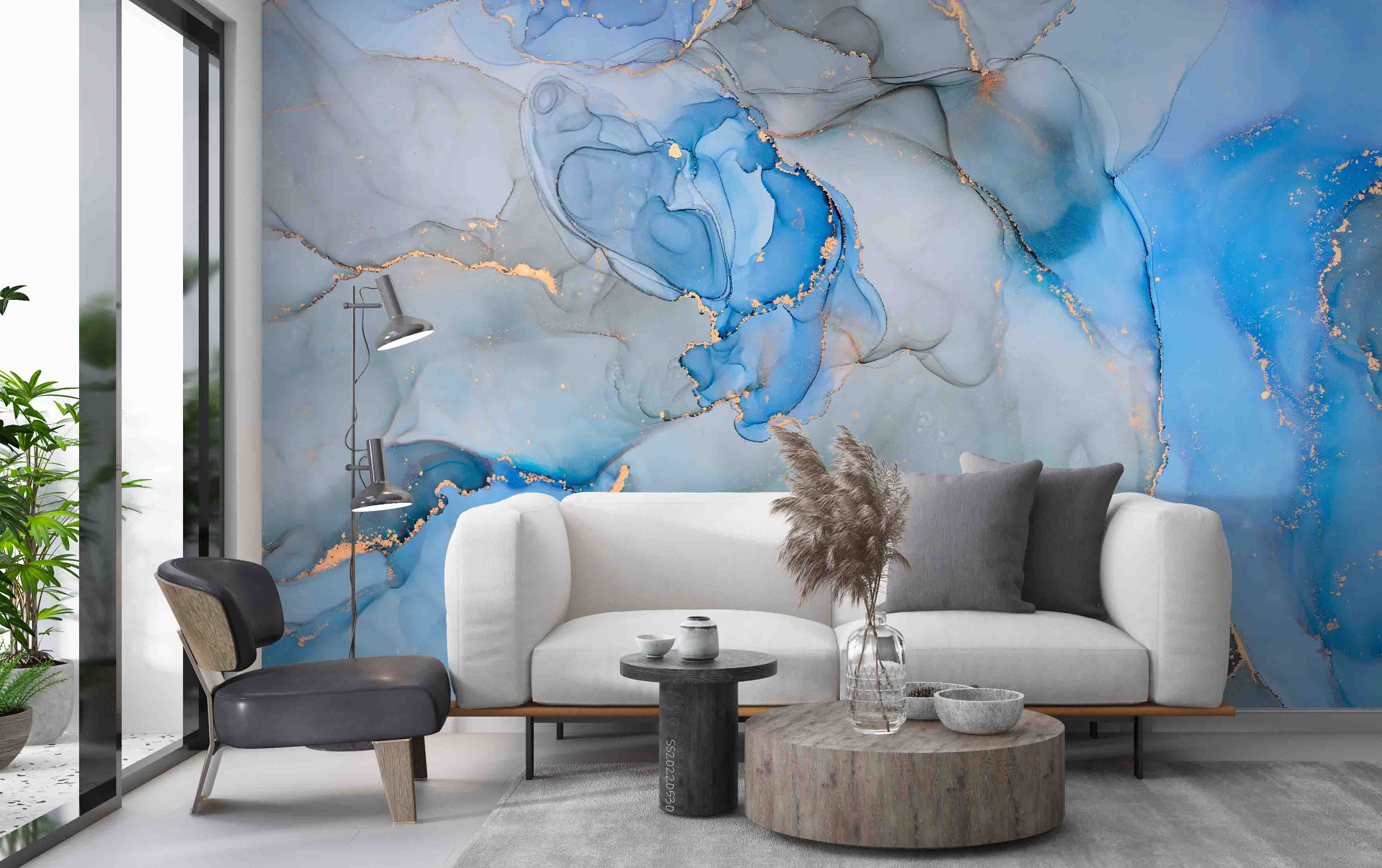 3D Abstract Marble Texture Blue Gray Wall Mural Wallpaper GD 39- Jess Art Decoration
