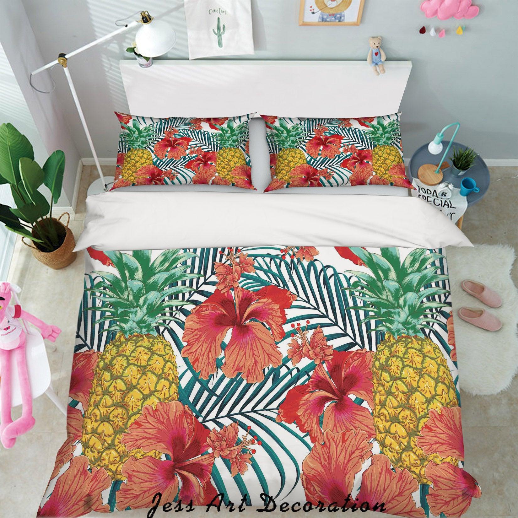 3D Pineapples Red Floral Quilt Cover Set Bedding Set Pillowcases 35- Jess Art Decoration