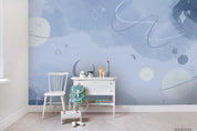 3D Watercolor Blue Space Planet Wall Mural Wallpaper LQH 42- Jess Art Decoration