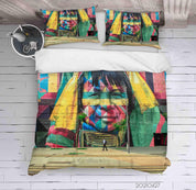 3D Abstract Art Colored Street Graffiti Quilt Cover Set Bedding Set Duvet Cover Pillowcases 86- Jess Art Decoration