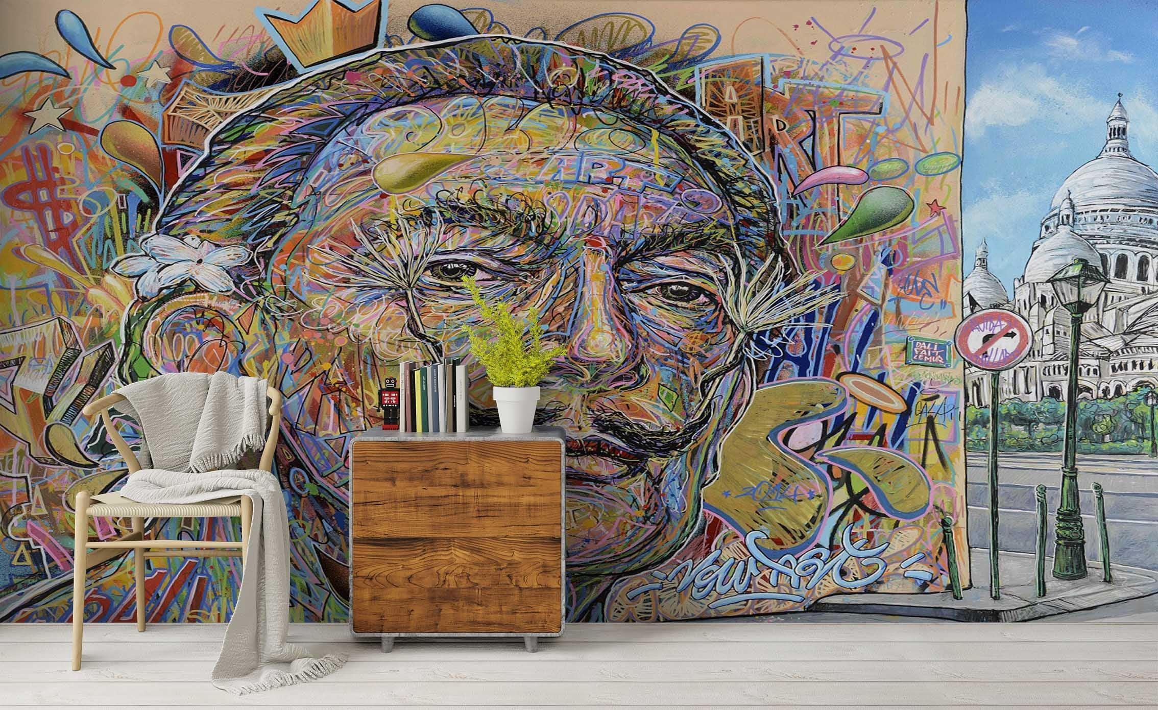 3D Graffiti Man Wall Mural Wallpaper SF39- Jess Art Decoration