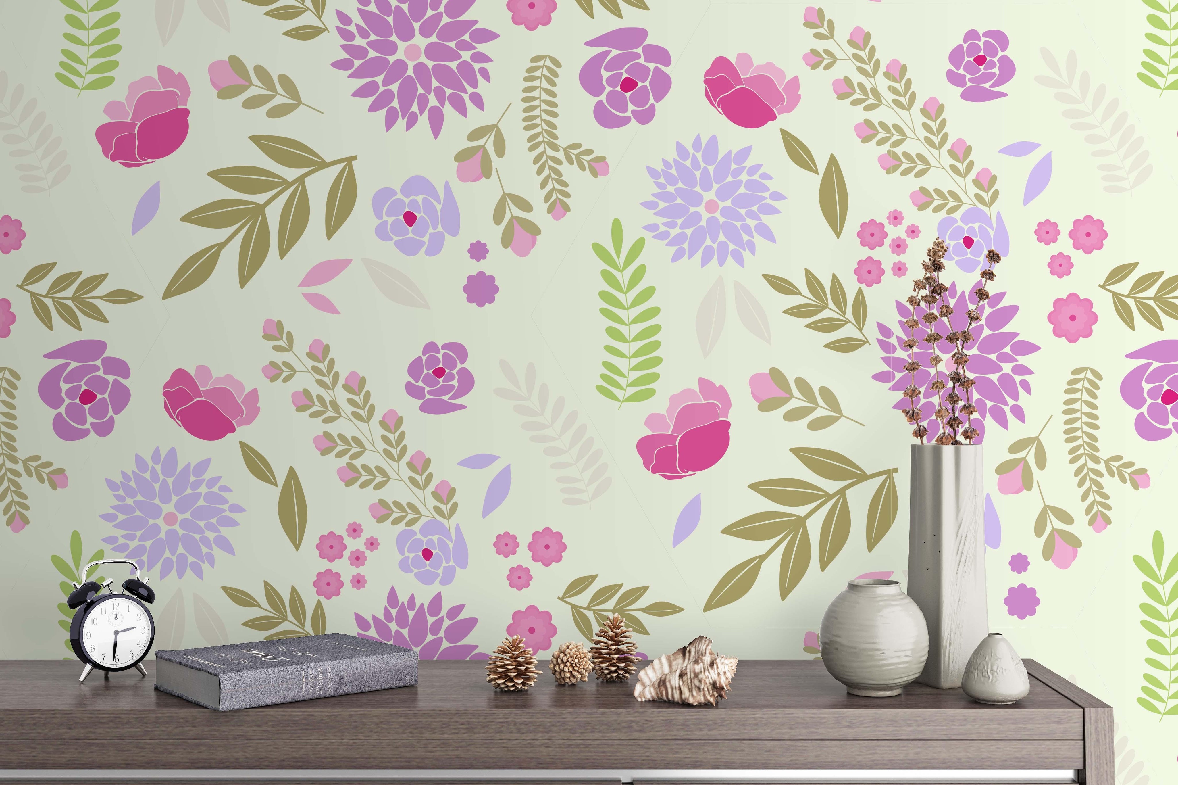 3D Purple Flowers Wall Mural Wallpaper 134- Jess Art Decoration