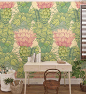 3D Hand Drawn Cactus Plant Pattern Wall Mural Wallpaper LXL- Jess Art Decoration