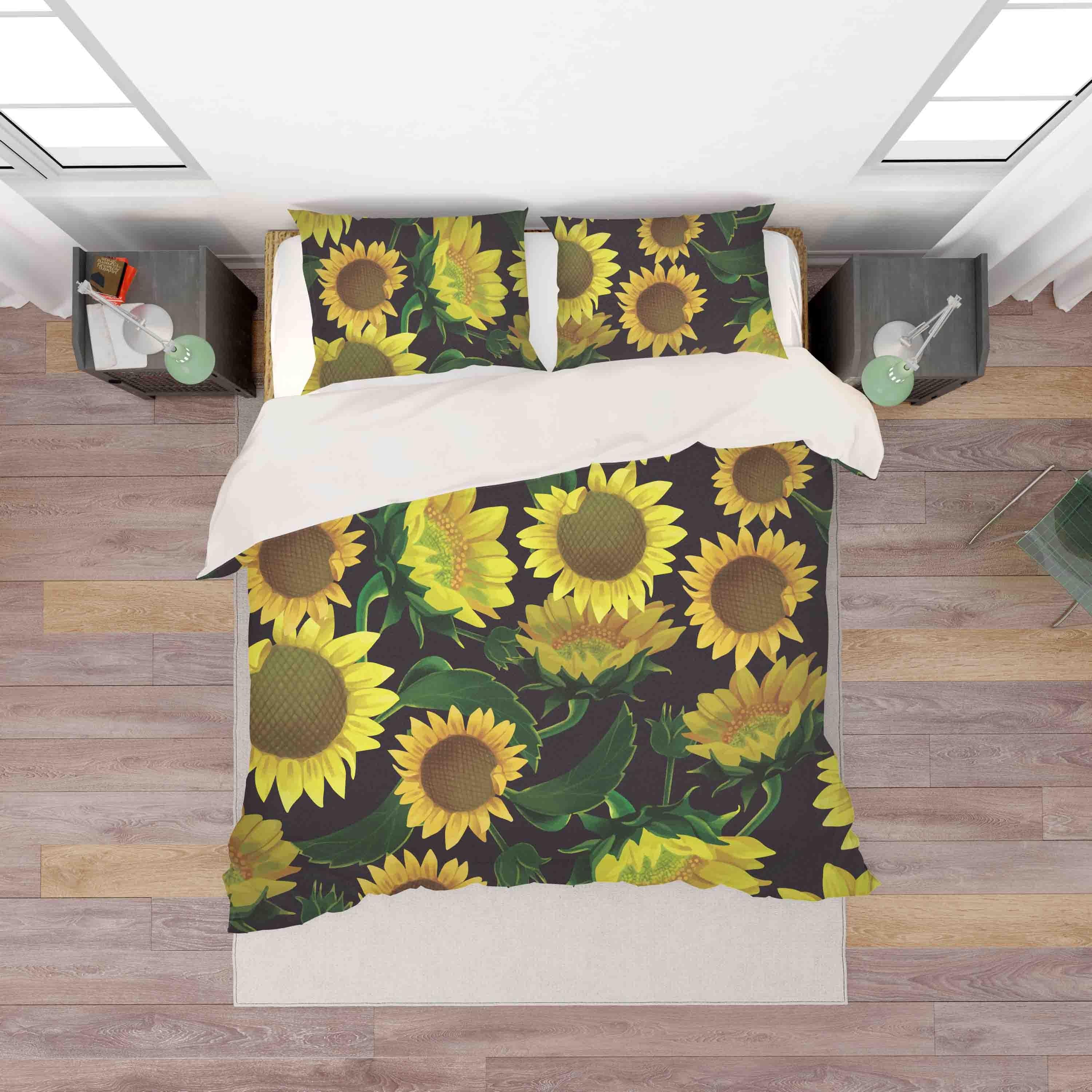 3D Yellow Sunflower Quilt Cover Set Bedding Set Pillowcases 100- Jess Art Decoration