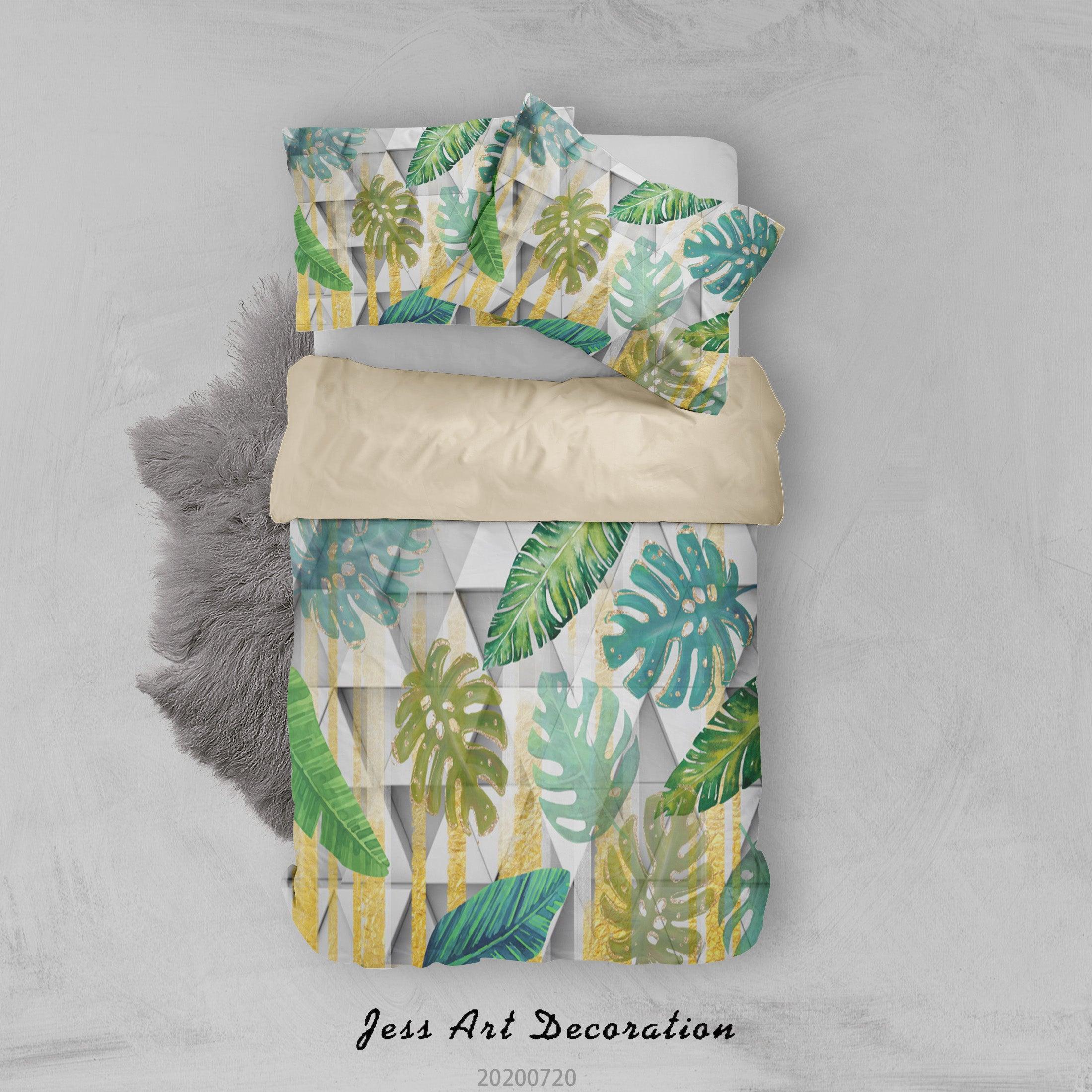 3D Tropical Colorful Leaves Plant Quilt Cover Set Bedding Set Duvet Cover Pillowcases LXL- Jess Art Decoration