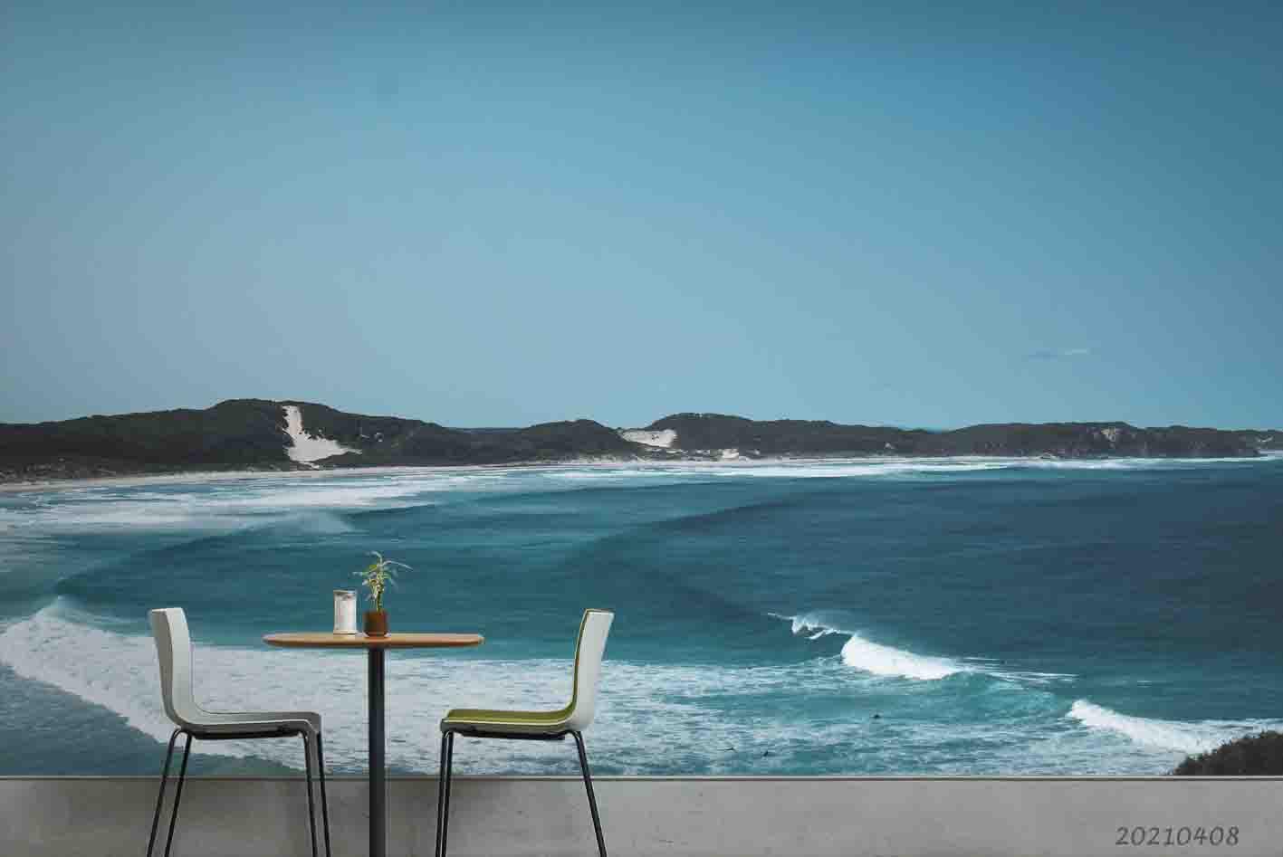 3D Mountain Sea Beach Wall Mural Wallpaper LQH 31- Jess Art Decoration