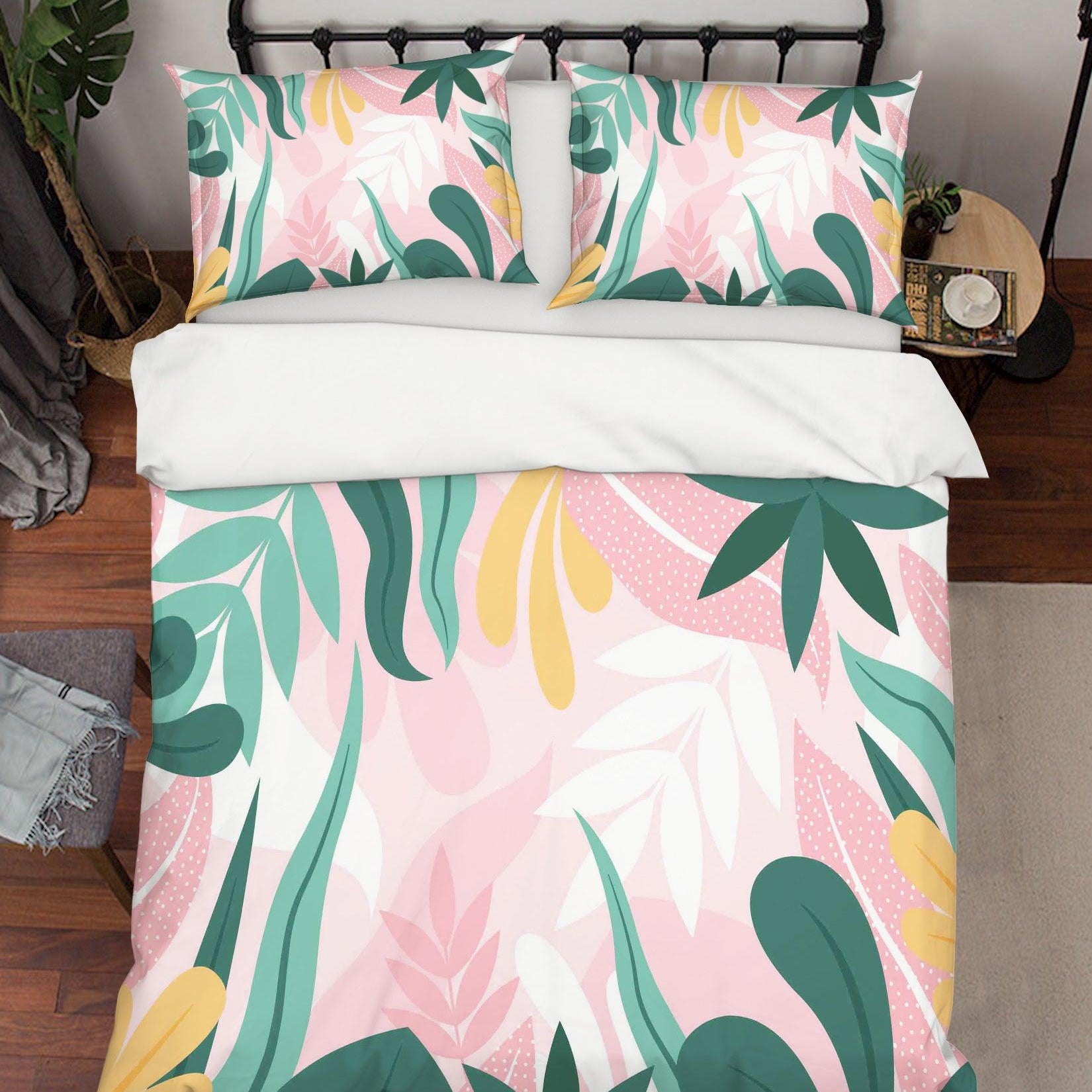 3D Watercolor Leaves Quilt Cover Set Bedding Set Pillowcases 40- Jess Art Decoration