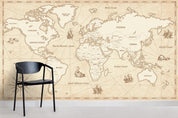 3D Retro World Map Wall Mural Wallpaper LQH 16- Jess Art Decoration