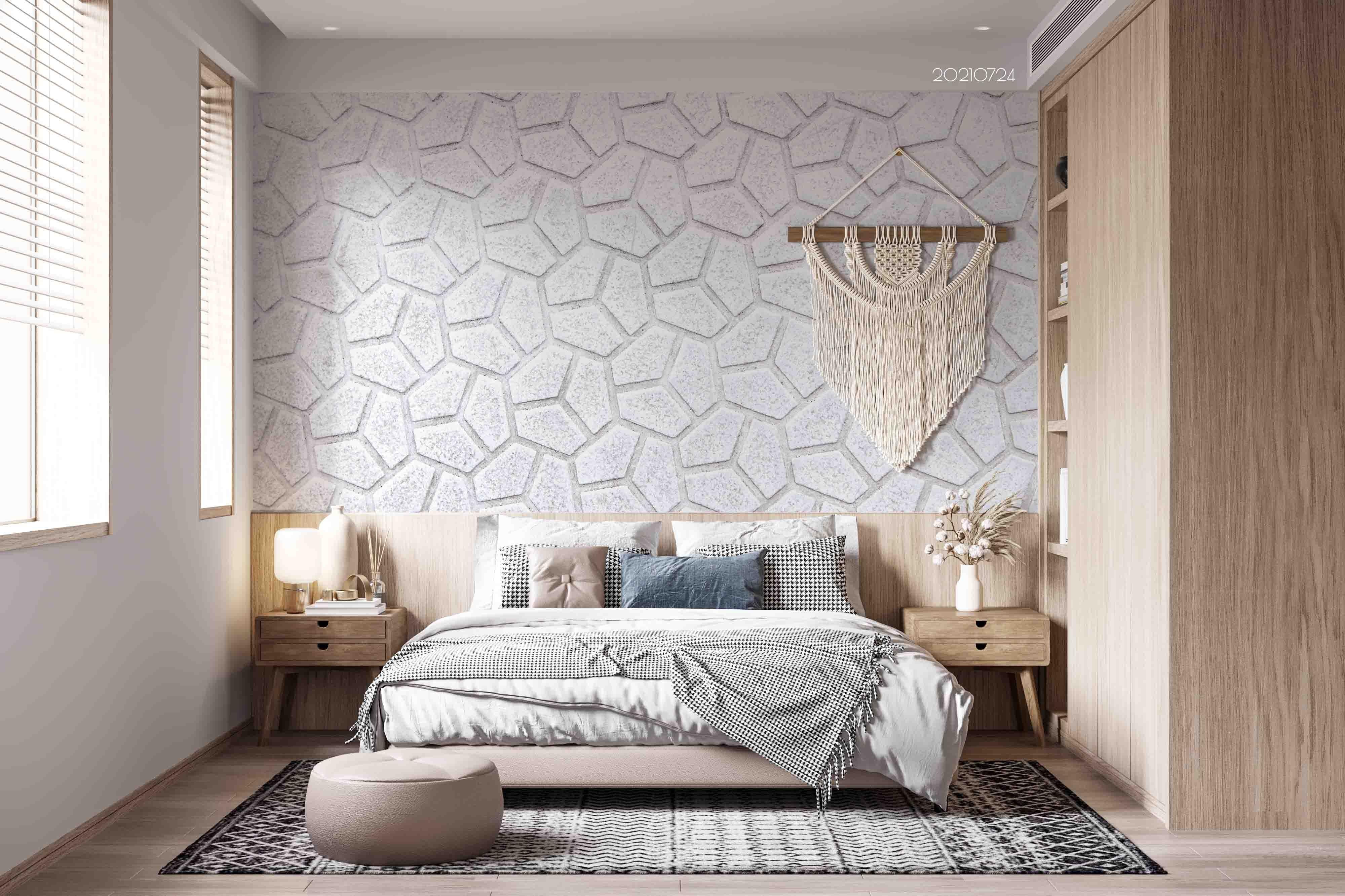 3D White Relief Geometry Hexagonal Wall Mural Wallpaper SWW3624- Jess Art Decoration