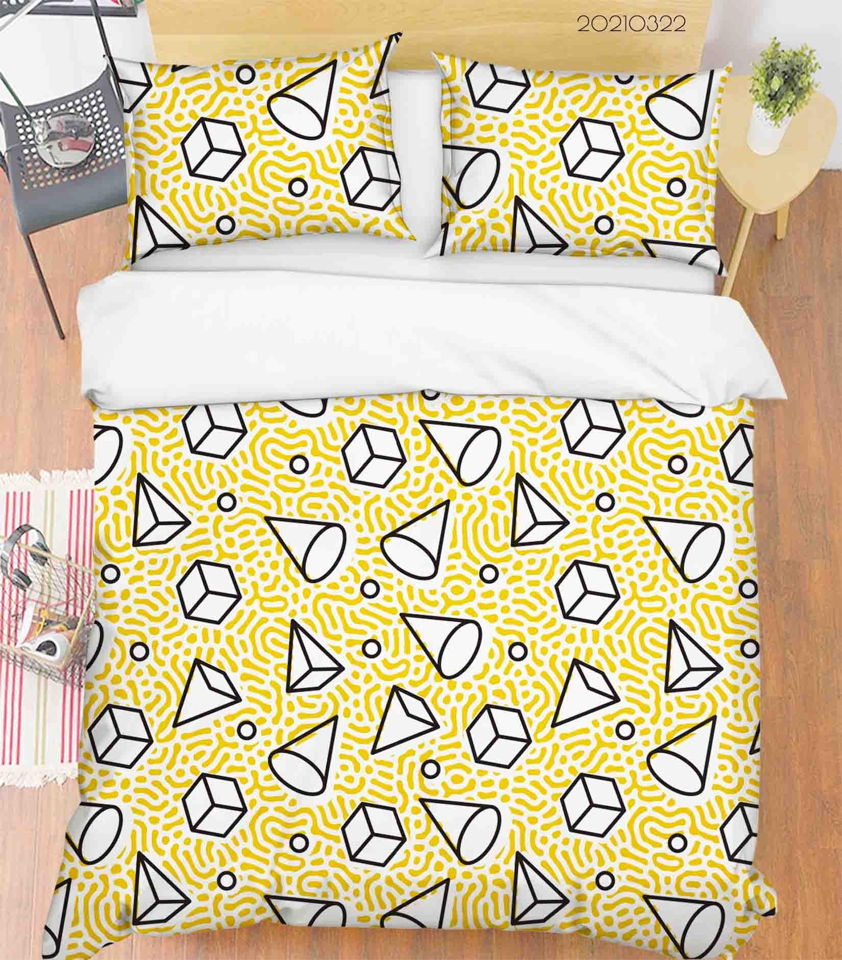 3D Abstract Geometric Pattern Quilt Cover Set Bedding Set Duvet Cover Pillowcases 112- Jess Art Decoration