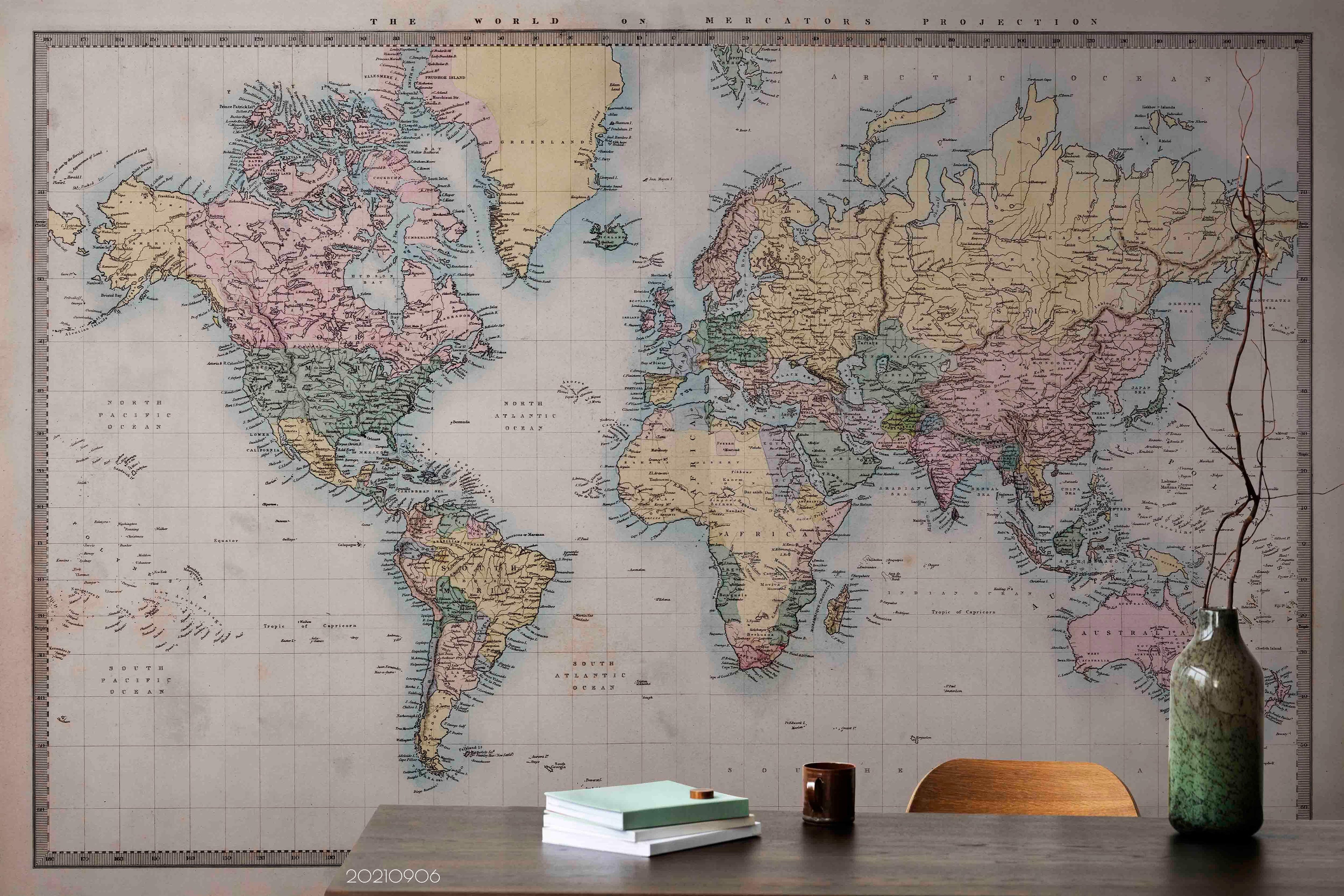 3D World Map Wall Mural Wallpaper LQH 593- Jess Art Decoration