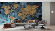 3D Mosaic Marble Abstract Map World Wall Mural Wallpaper 5101- Jess Art Decoration